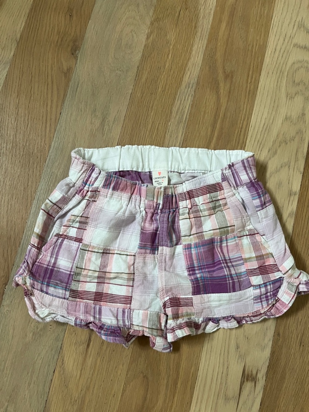 Crewcuts Girls Purple Plaid Cotton Shorts size 4